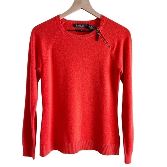 Lauren‎ Ralph Lauren Cashmere Wool Blend Crewneck Sweater in Red, Size Small - Picture 1 of 9